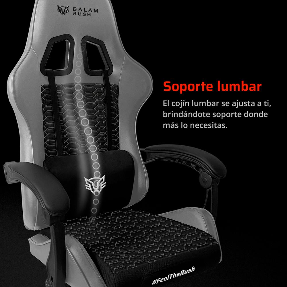 Foto 3 pulgar | Silla Gamer Balam Rush Power Rush V2 Ergonomica Reclinable 135° 120kg Gris