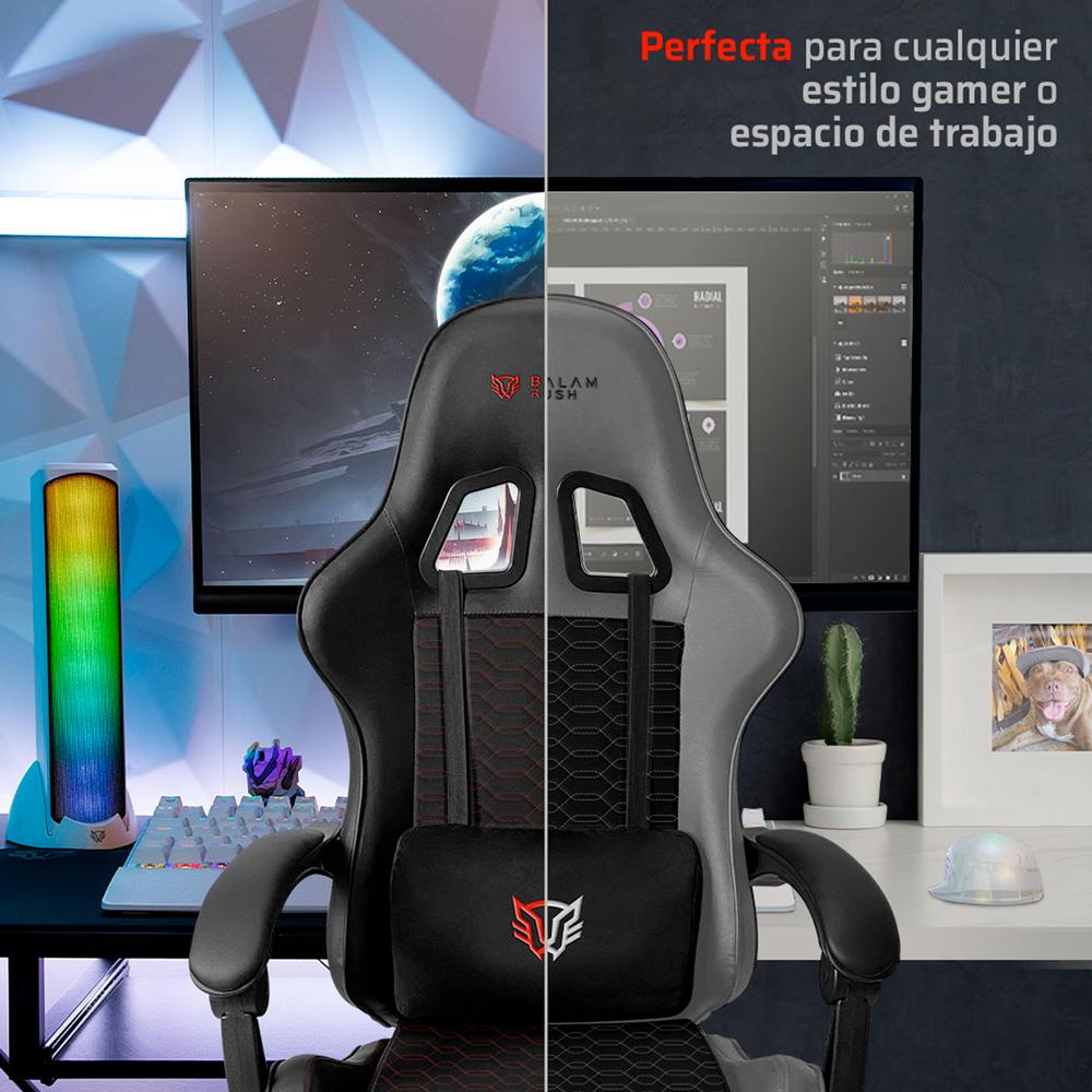 Foto 6 pulgar | Silla Gamer Balam Rush Power Rush V2 Ergonomica Reclinable 135° 120kg Gris