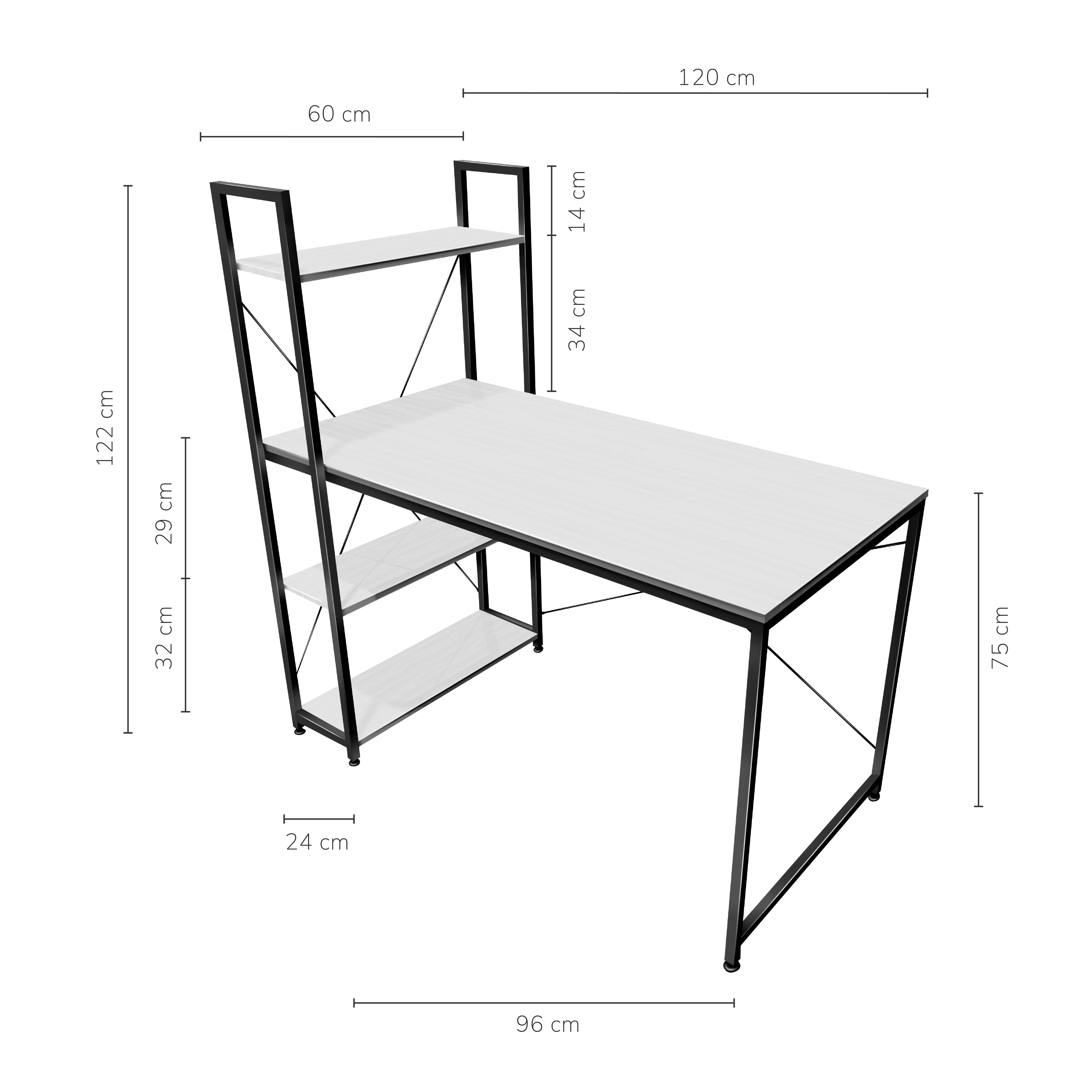 Foto 4 pulgar | Escritorio Top Living Desk-4b Con Estantería Lateral Color Blanco