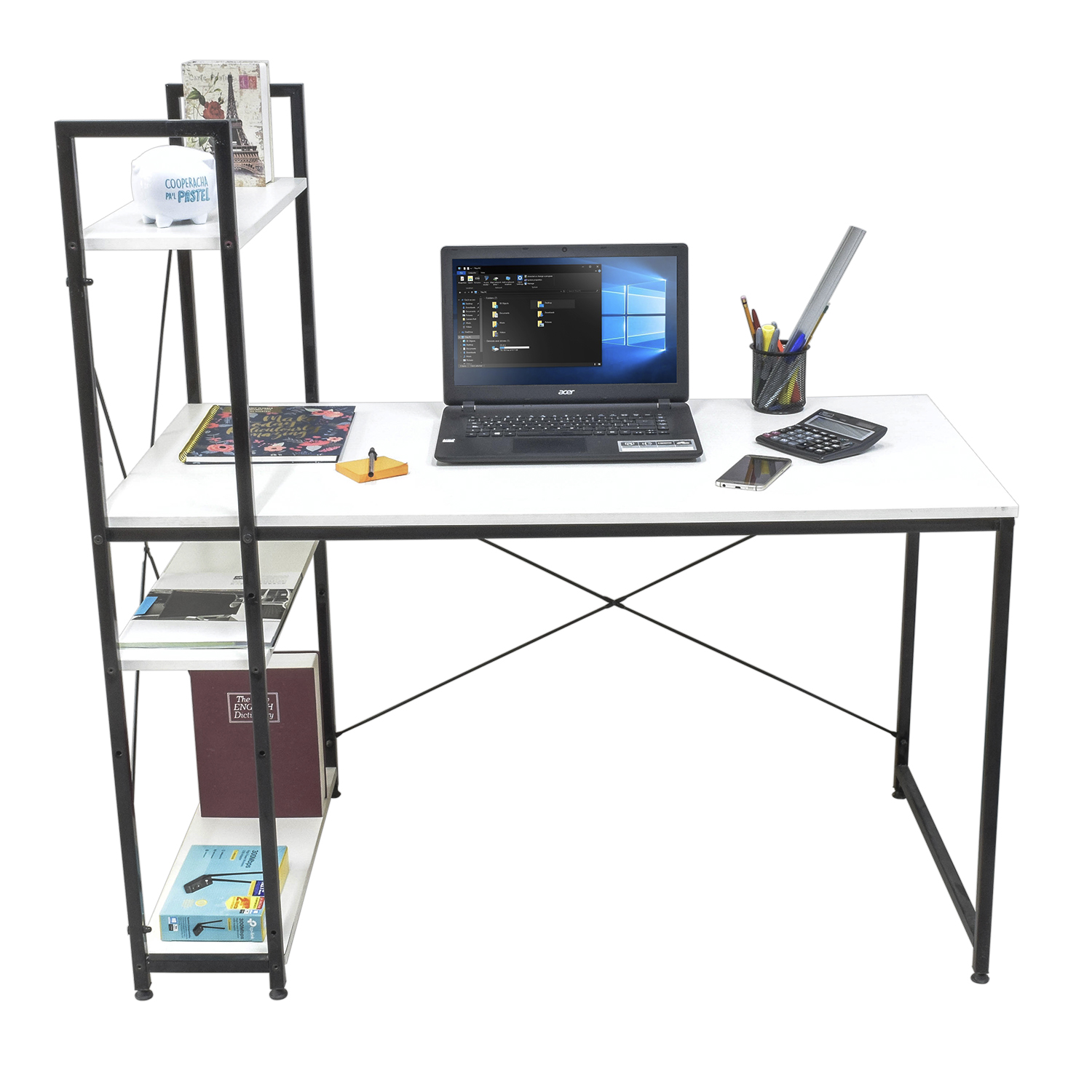 Foto 5 | Escritorio Top Living Desk-4b Con Estantería Lateral Color Blanco