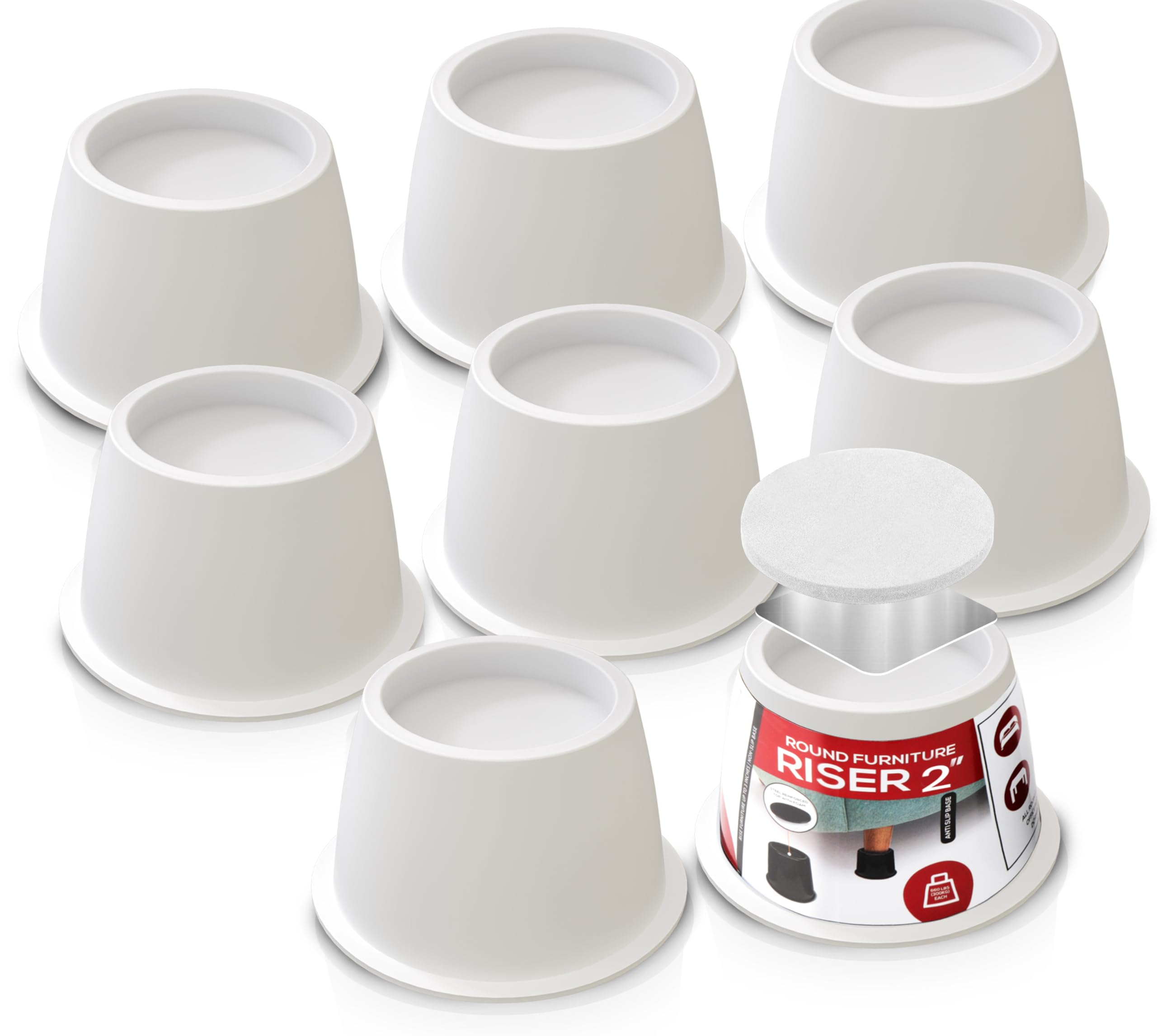 Foto 1 | Bed Risers Utopia Bedding, 5 Cm, 8 Unidades, Muebles Redondos, Color Blanco - Venta Internacional.