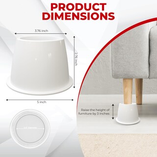 Foto 3 | Bed Risers Utopia Bedding, 5 Cm, 8 Unidades, Muebles Redondos, Color Blanco - Venta Internacional.