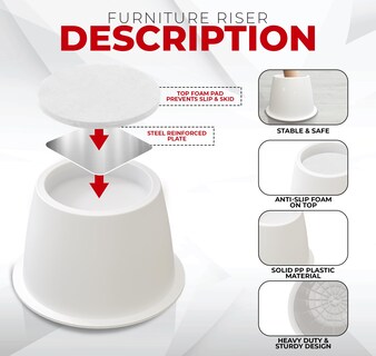 Foto 4 | Bed Risers Utopia Bedding, 5 Cm, 8 Unidades, Muebles Redondos, Color Blanco - Venta Internacional.