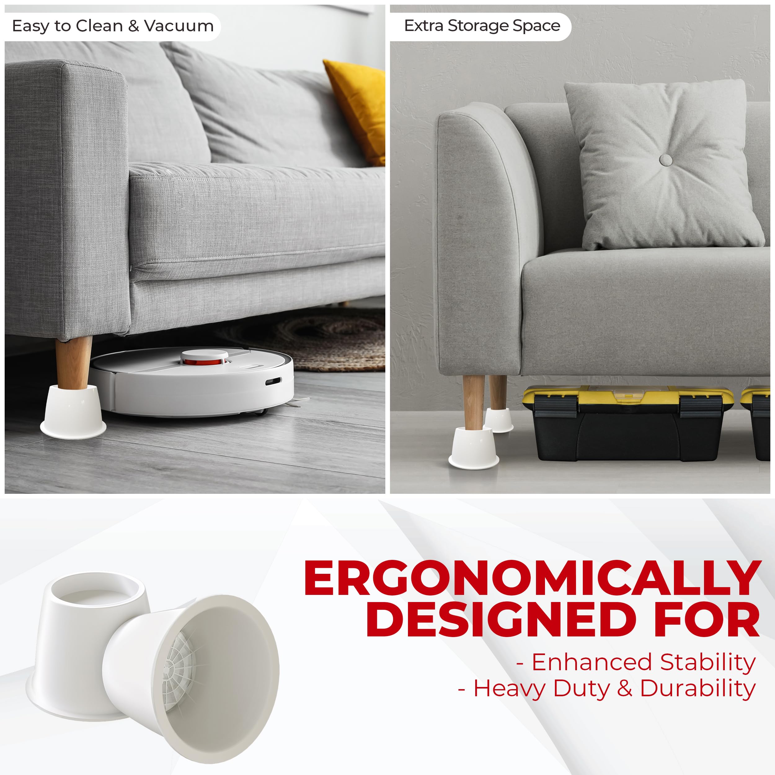 Foto 7 | Bed Risers Utopia Bedding, 5 Cm, 8 Unidades, Muebles Redondos, Color Blanco - Venta Internacional.