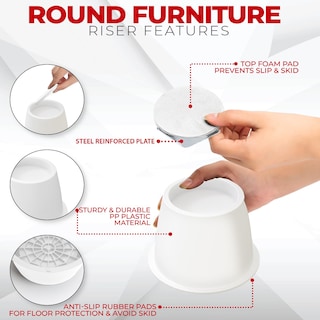 Foto 2 | Bed Risers Utopia Bedding, 8 Unidades, Muebles Redondos De 7,6 Cm, Color Blanco - Venta Internacional.