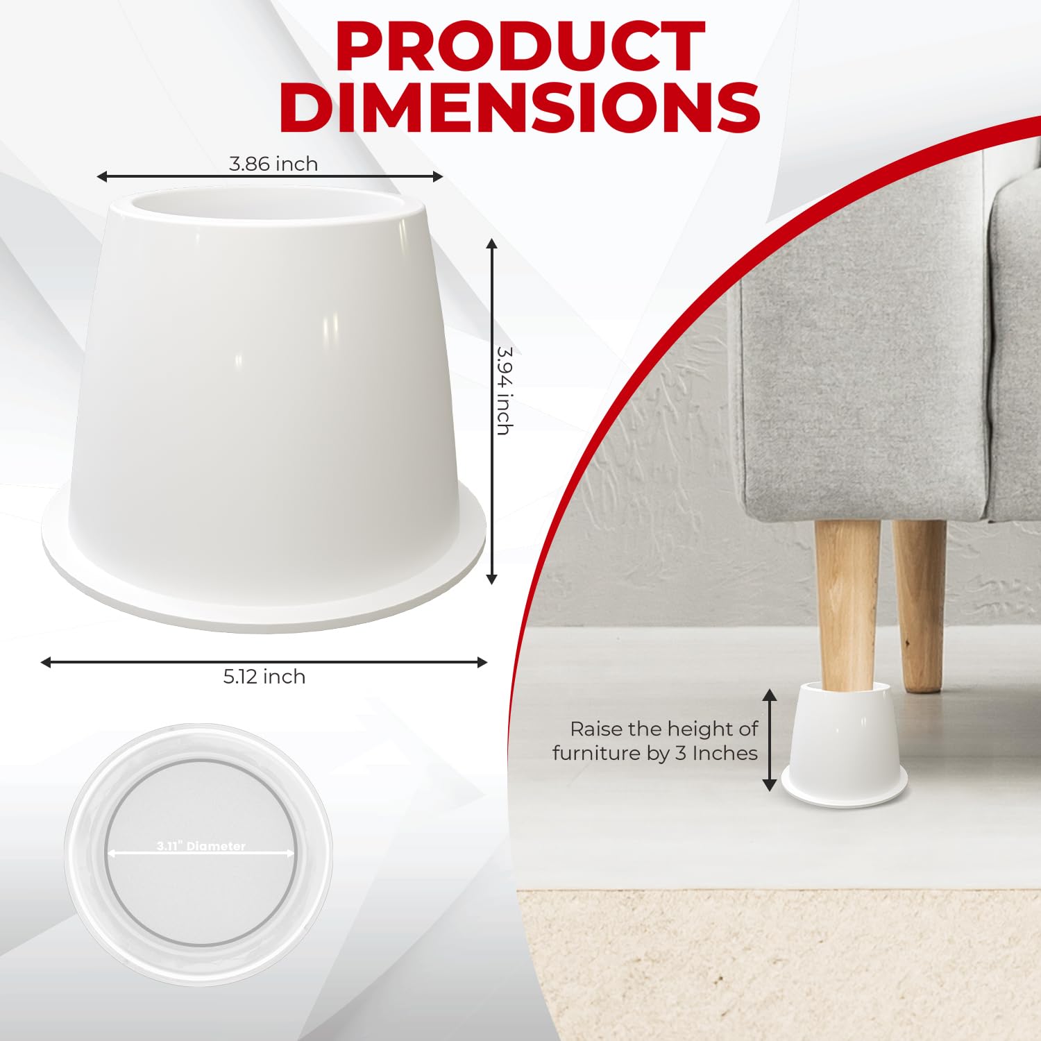 Foto 7 pulgar | Bed Risers Utopia Bedding, 8 Unidades, Muebles Redondos De 7,6 Cm, Color Blanco - Venta Internacional.