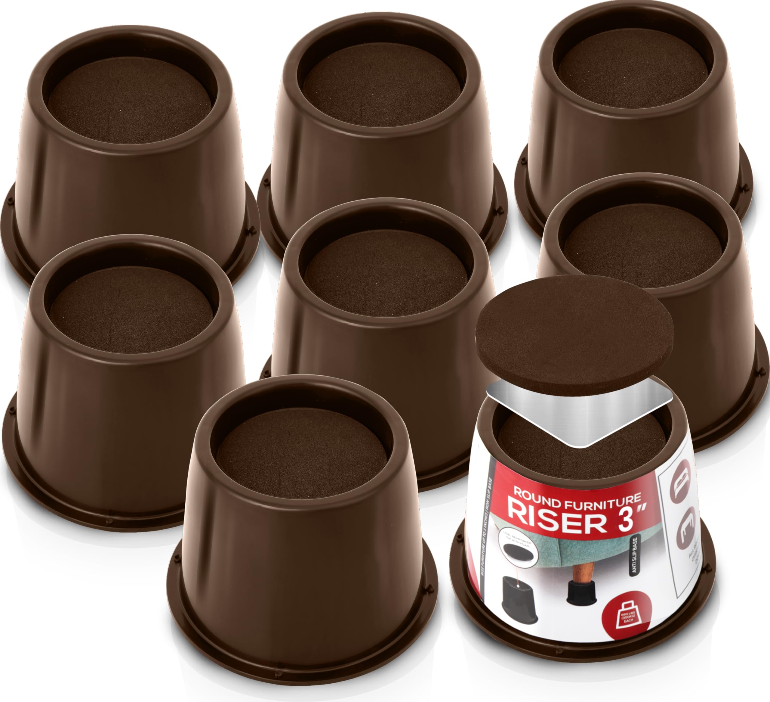 Foto 1 | Bed Risers Utopia Bedding, Paquete De 8 Unidades, Muebles Redondos De 7,6 Cm, Color Marrón - Venta Internacional.
