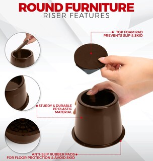 Foto 4 | Bed Risers Utopia Bedding, Paquete De 8 Unidades, Muebles Redondos De 7,6 Cm, Color Marrón - Venta Internacional.