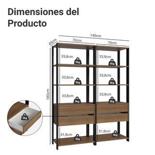 Foto 4 | Armario Organizador Multiuso Para Libros Madesa 140cm Mn