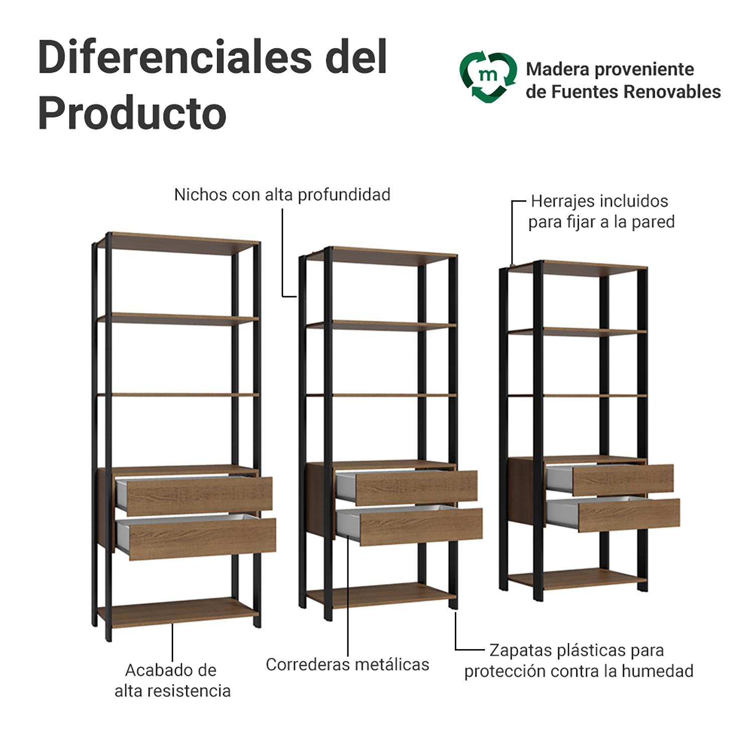 Foto 4 pulgar | Armario Organizador Multiuso Para Libros Madesa 210cm Mn