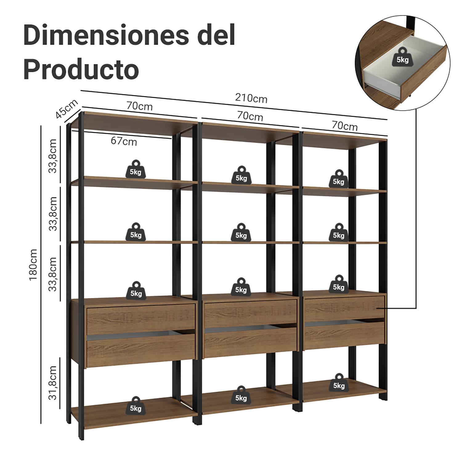 Foto 5 pulgar | Armario Organizador Multiuso Para Libros Madesa 210cm Mn