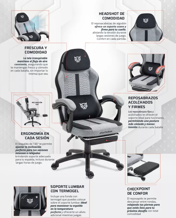 Foto 2 pulgar | Silla Gamer Force Plus Z1 Balam Rush, Inclinación 135°