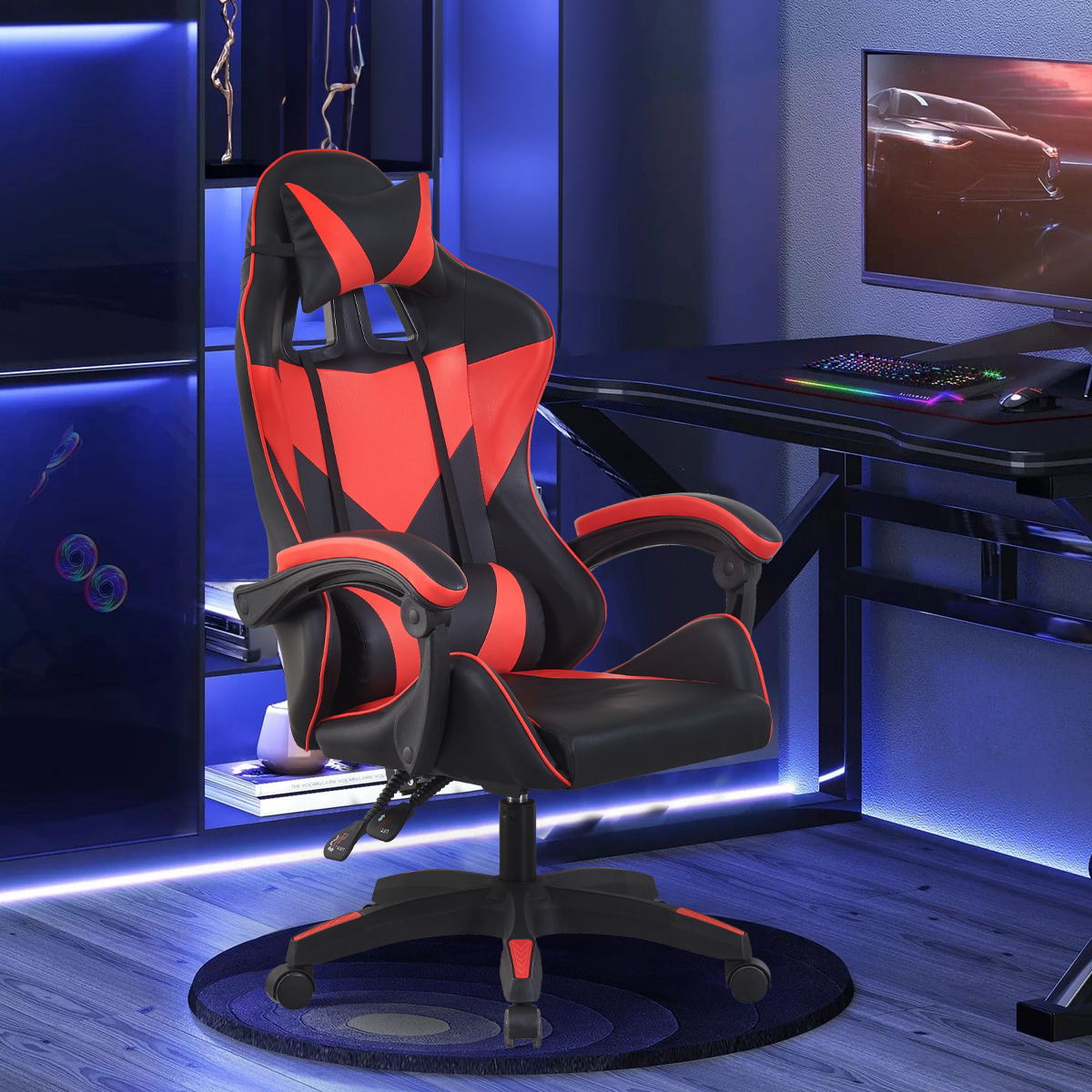 Foto 2 pulgar | Silla Gamer Mobi Asher Negro Con Rojo Ergonómica