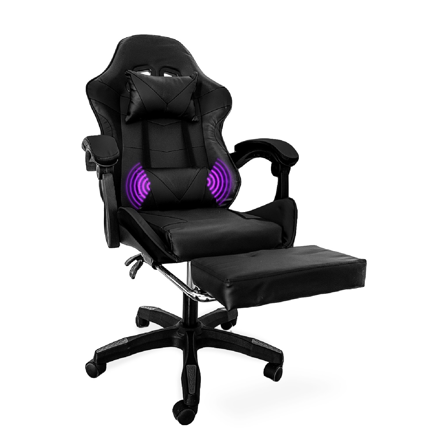 Foto 2 pulgar | Silla Gamer Ergonómica Reposapiés Reclinable Gaming Oficina Negro