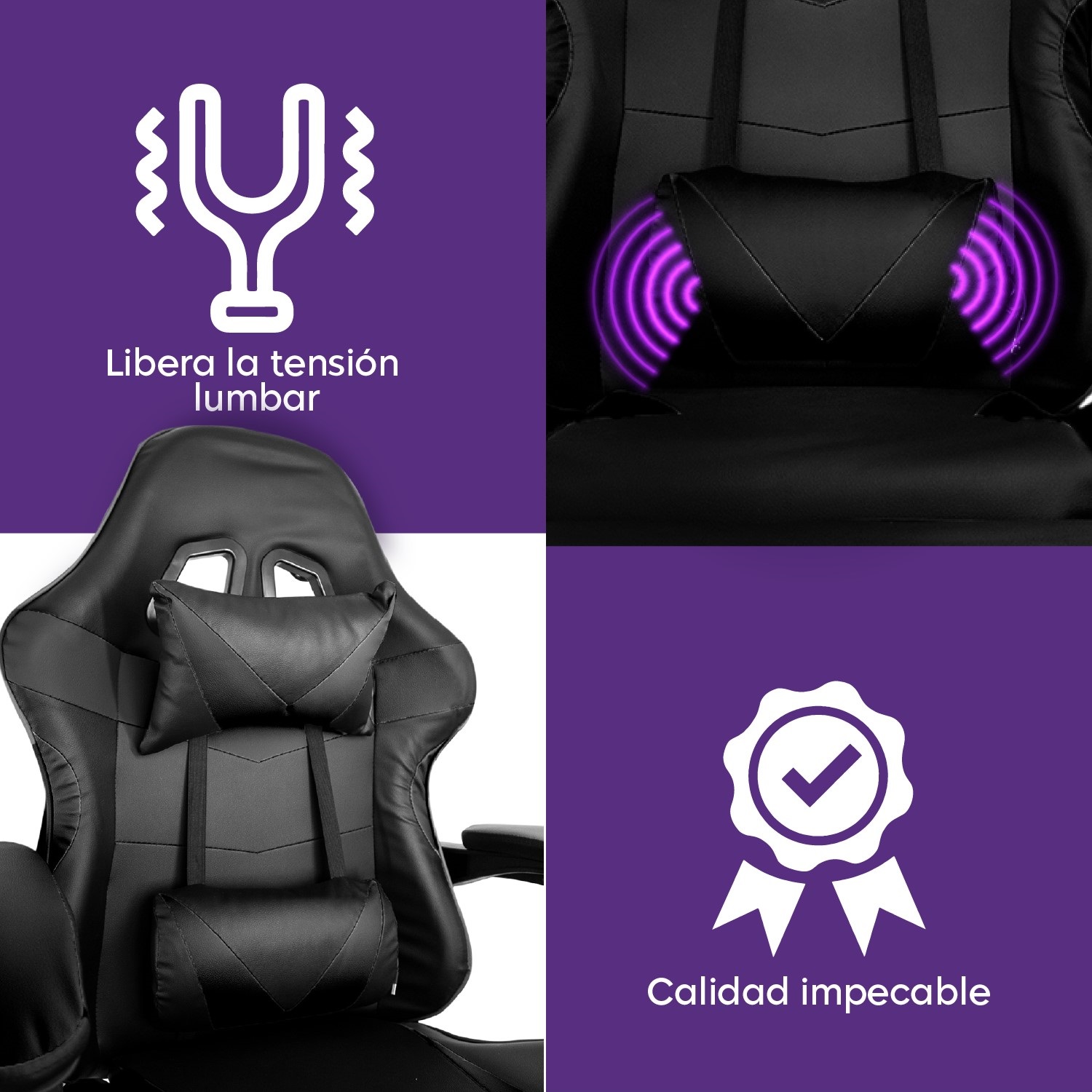 Foto 6 pulgar | Silla Gamer Ergonómica Reposapiés Reclinable Gaming Oficina Negro