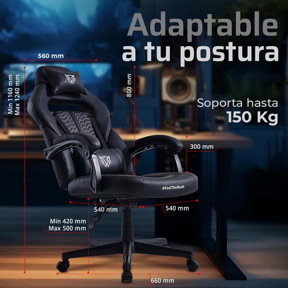 Foto 5 pulgar | Silla Gamer Balam Rush Force Super Z5 Ergonómica Reclinable 180° Negra