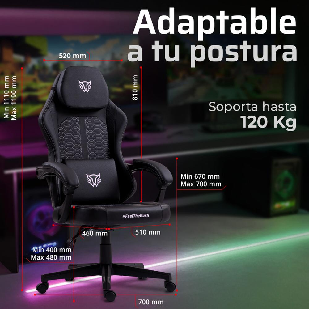 Foto 5 pulgar | Silla Gamer Balam Rush Force Max Z3 Ergonomica Reclinable 135° 120kg Piston Clase 3 Negro Br-940634