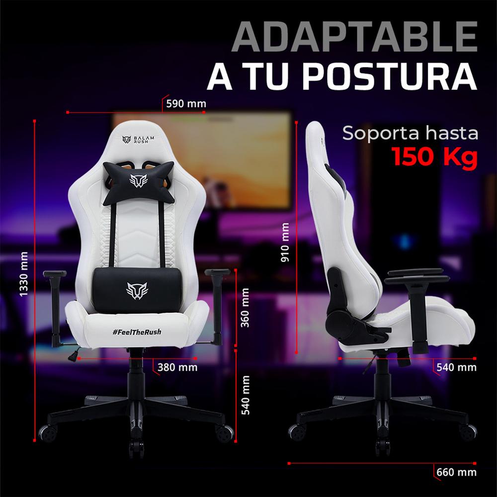 Foto 5 pulgar | Silla Gamer Balam Rush Lightning V2 Rgb Reclinable 3d Piston Clase 4 Blanco Br-940573