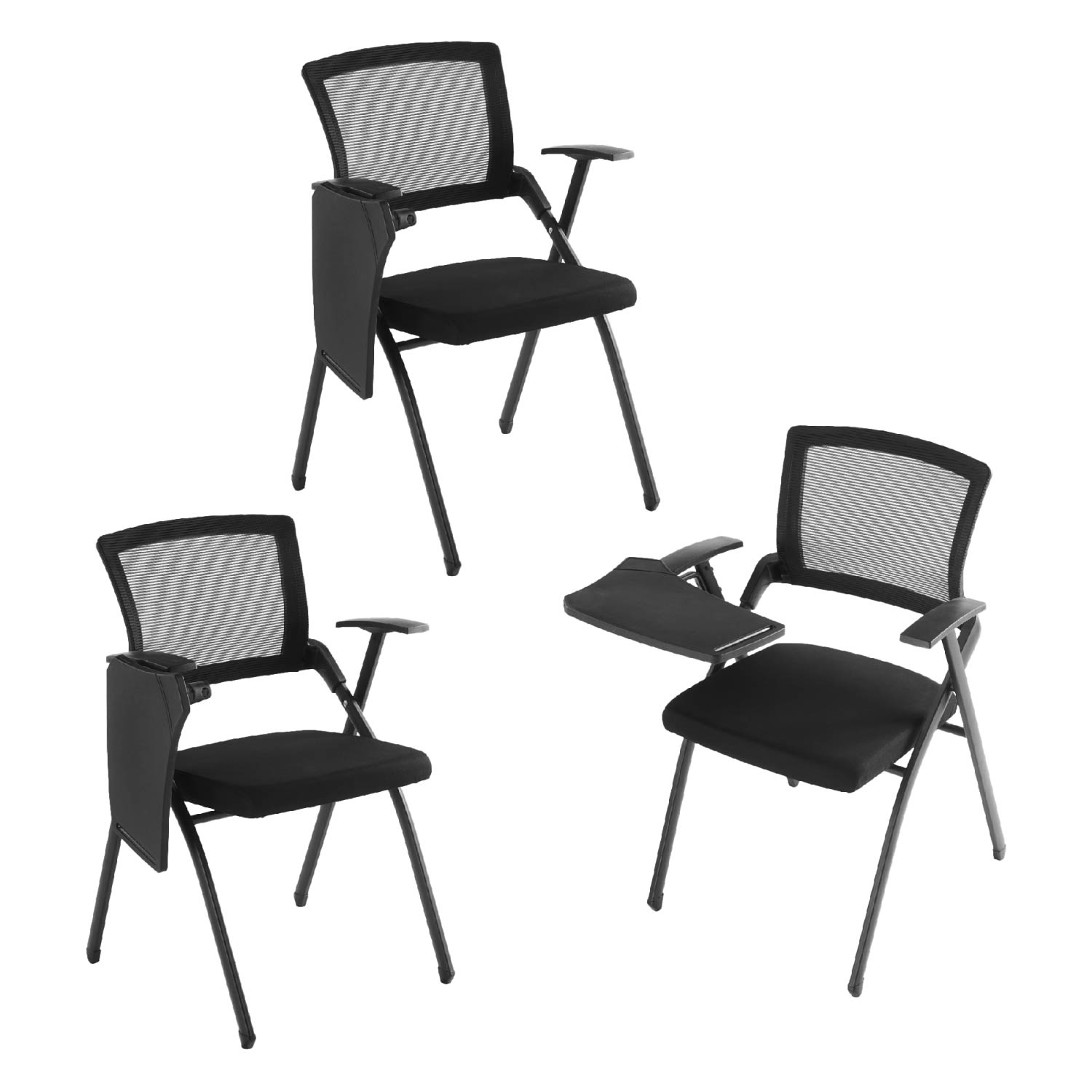Foto 1 | Set 3 Sillas Universitarias Ergonomus Con Pupitre Negras