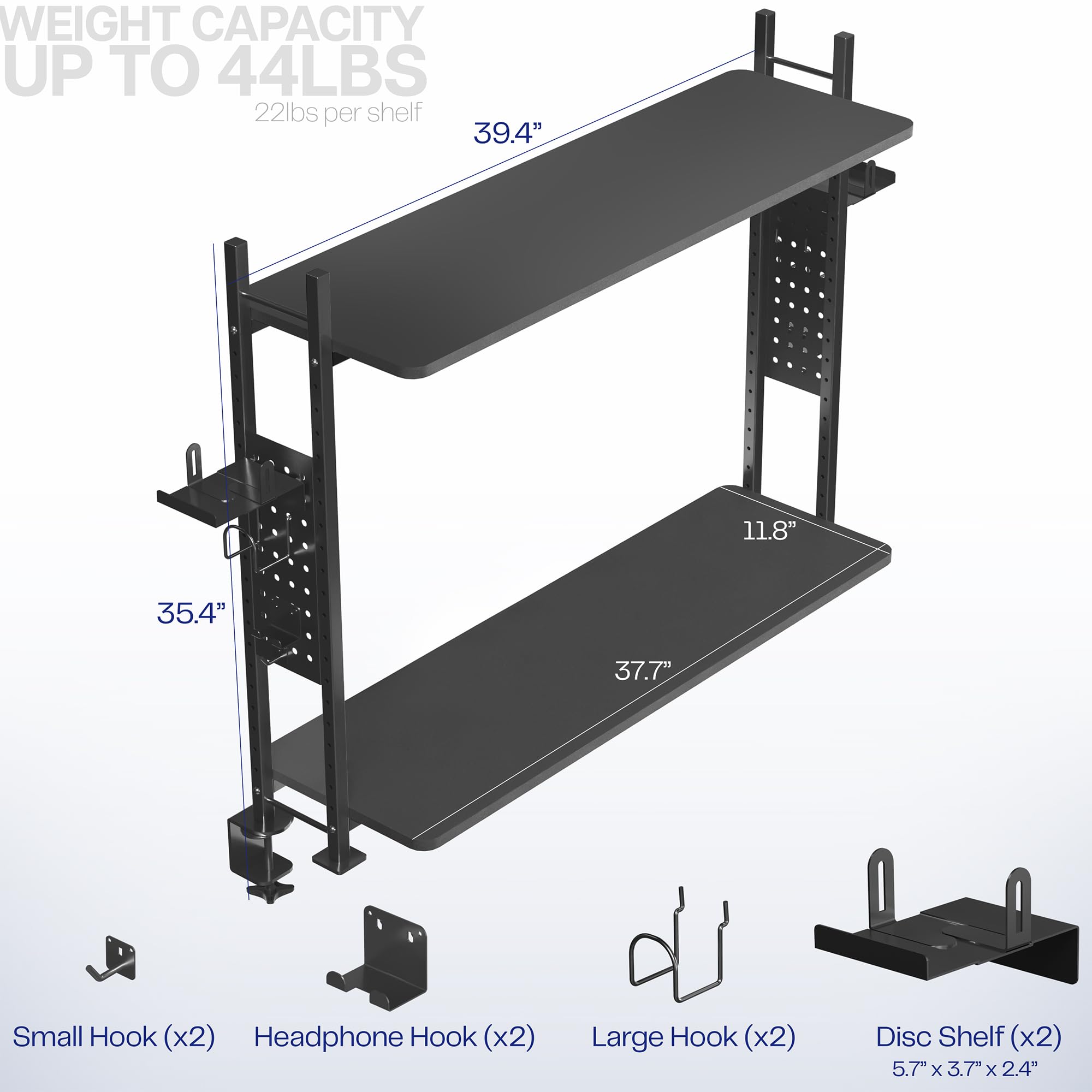 Foto 4 pulgar | Estantería Clamp-on De 2 Niveles Vivo Desk-shelf40g Negra - Venta Internacional.