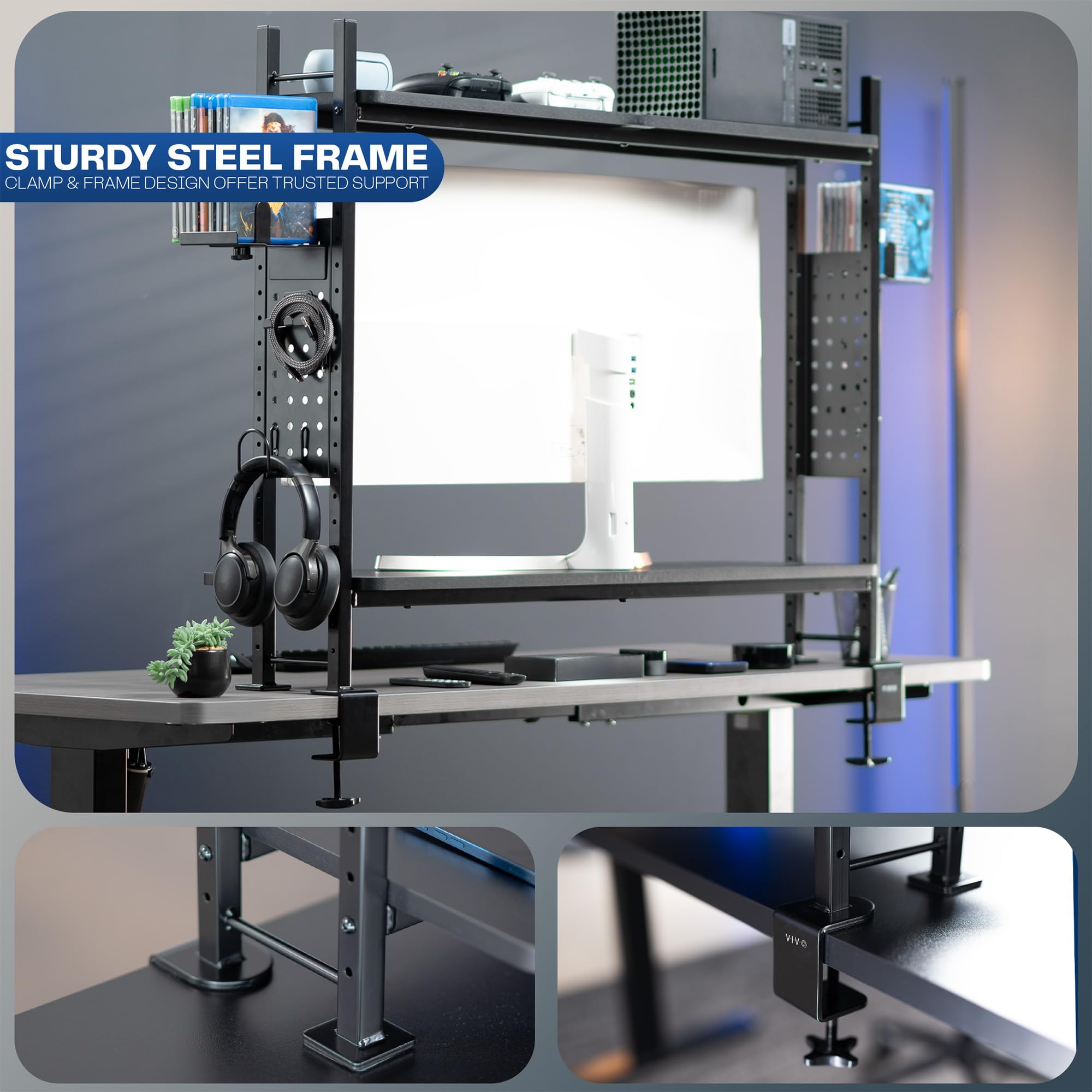 Foto 6 | Estantería Clamp-on De 2 Niveles Vivo Desk-shelf40g Negra - Venta Internacional.