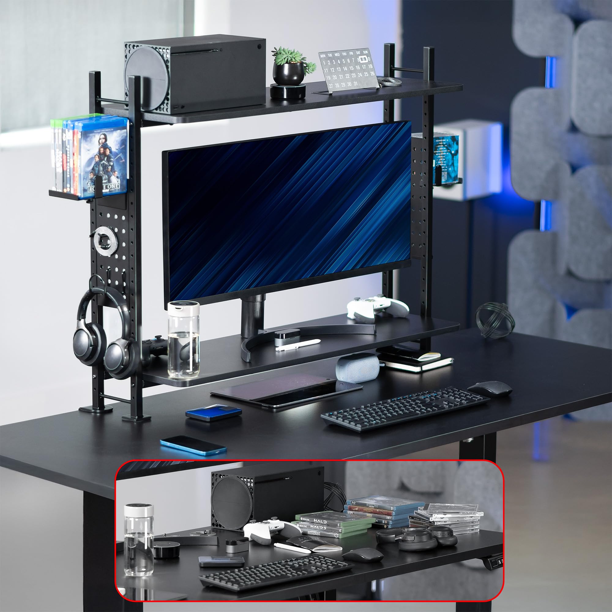 Foto 7 | Estantería Clamp-on De 2 Niveles Vivo Desk-shelf40g Negra - Venta Internacional.