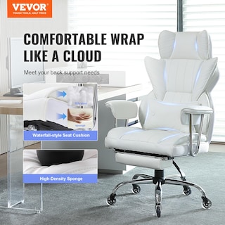 Foto 2 | Silla De Oficina Vevor Reclinable Con Reposapiés De Piel Sintética Blanca - Venta Internacional.