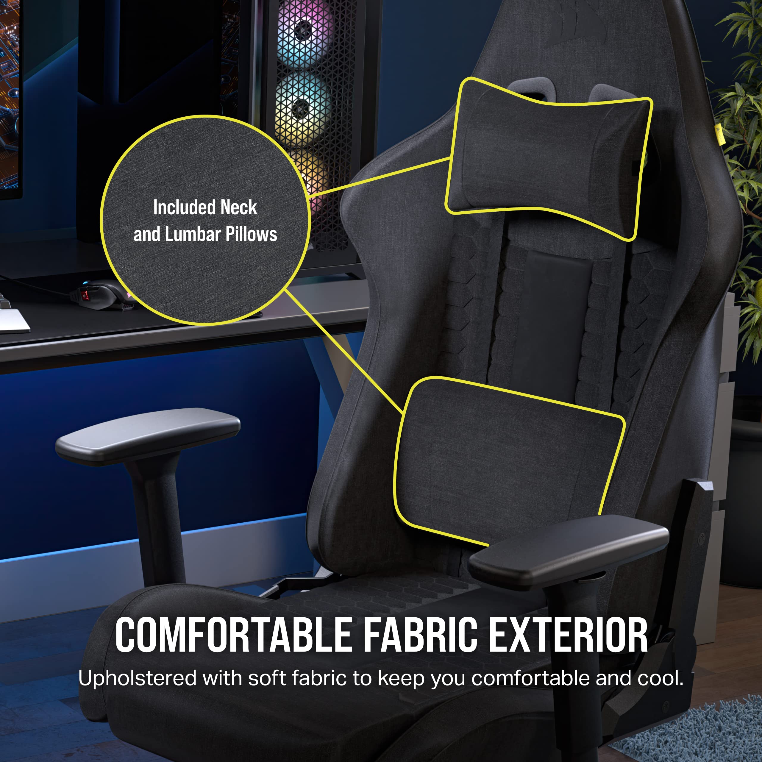 Foto 5 pulgar | Silla Gaming Corsair Tc100 Relaxed De Tela Gris/negra - Venta Internacional.