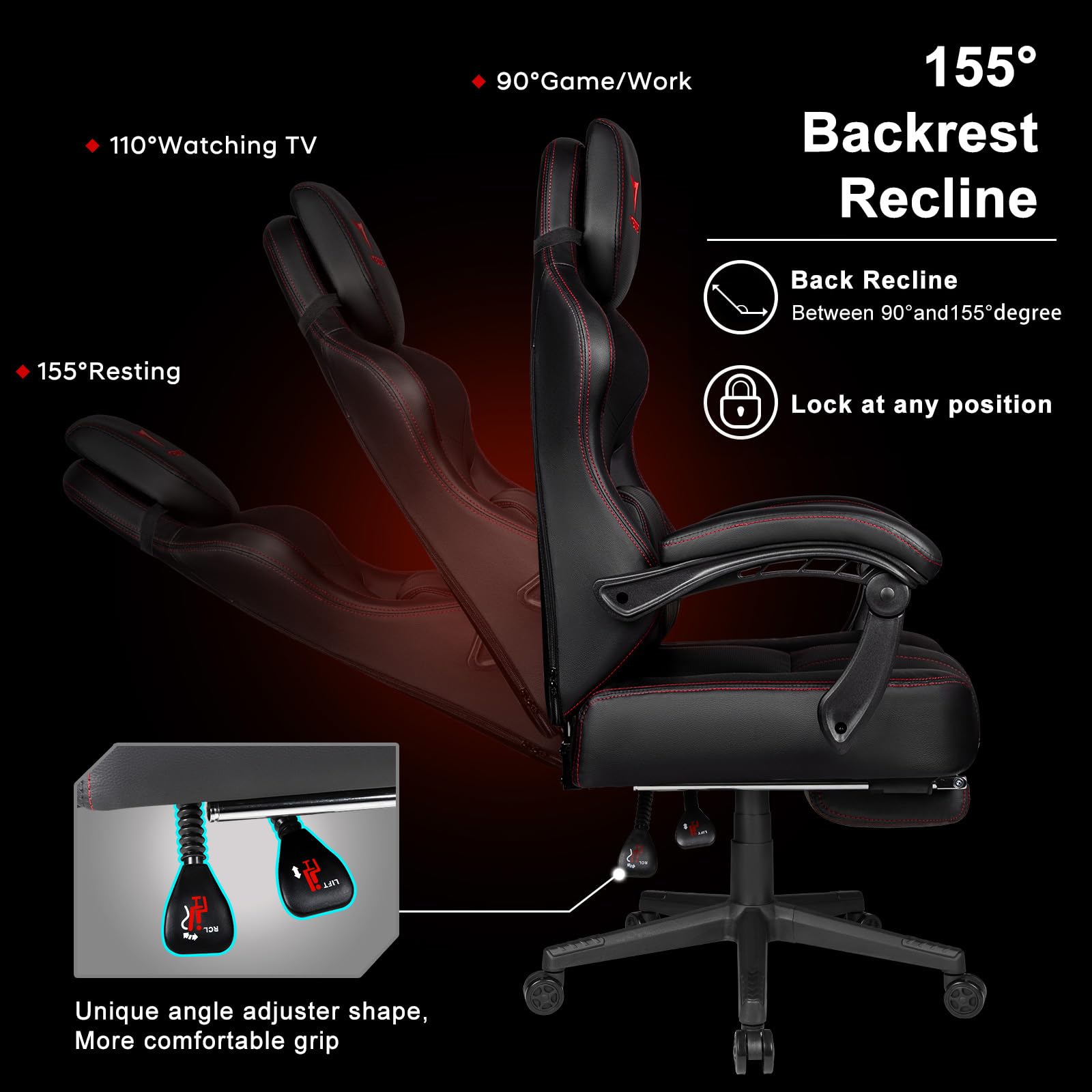 Foto 7 | Silla Para Videojuegos Vitesse, Grande Y Alta, 181 Kg, Con Reposapiés, Tapa De 400 Libras. - Venta Internacional.