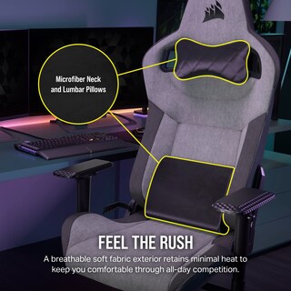 Foto 3 | Silla Para Videojuegos Corsair T3 Rush Fabric 2023 Con Cojín Para El Cuello - Venta Internacional.