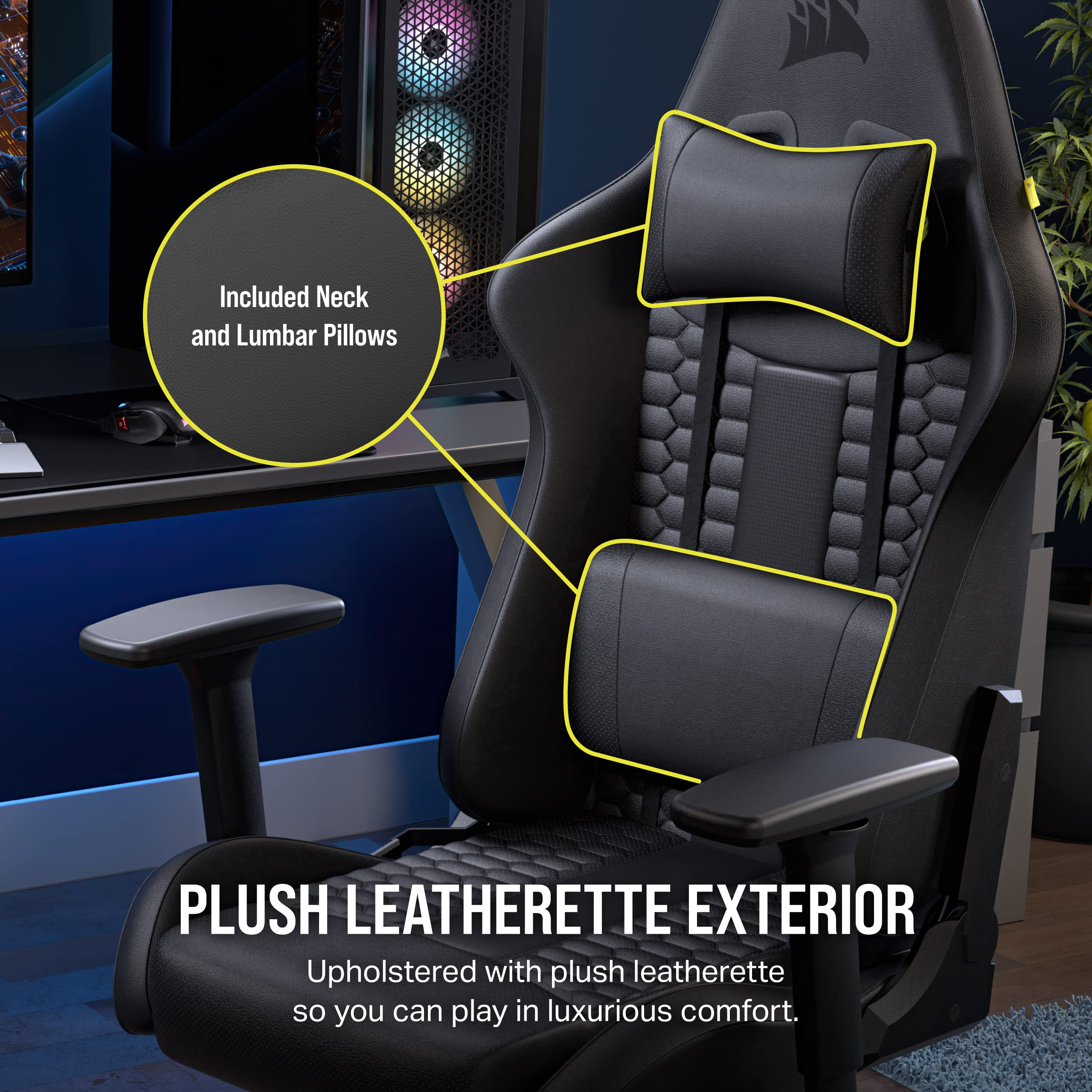 Foto 4 pulgar | Silla Para Juegos Corsair Tc100 Relaxed Negra De Piel Sintética - Venta Internacional.
