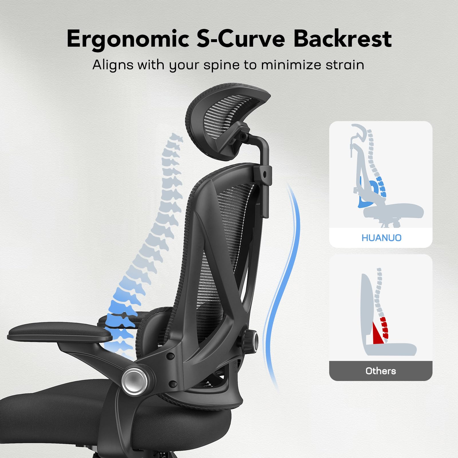 Foto 4 | Silla De Oficina Huanuo Ergonómica Con Respaldo Alto Y Soporte Lumbar - Venta Internacional.
