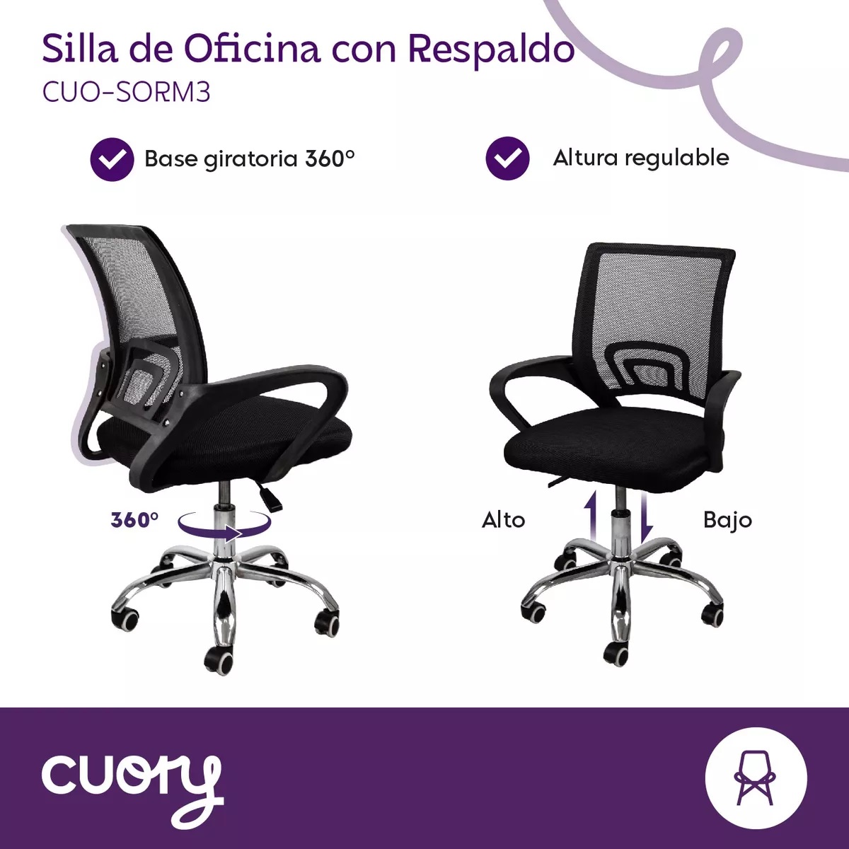 Foto 3 pulgar | Silla De Oficina Ejecutiva Reclinable Ergonómica Escritorio