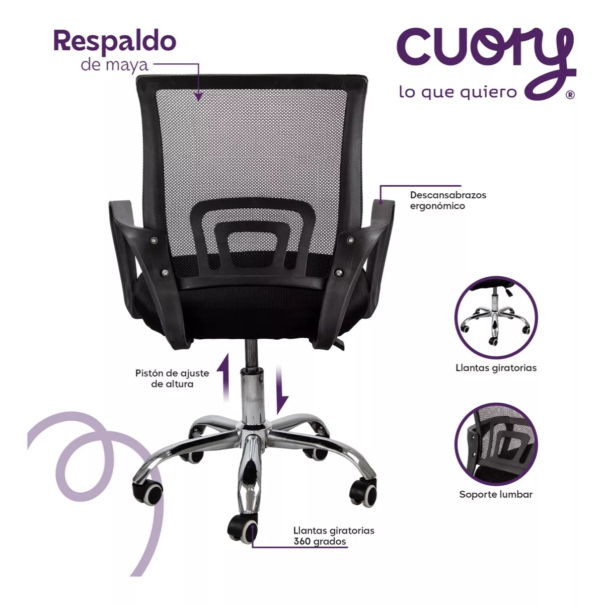 Foto 3 | Silla De Oficina Ejecutiva Reclinable Ergonómica Escritorio