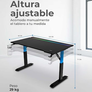 Foto 4 | Escritorio Acteck Ergo Desk Pro Ed757 Ergonimico Hasta 100kg 3 Ajustes De Altura Iluminación Rgb + P