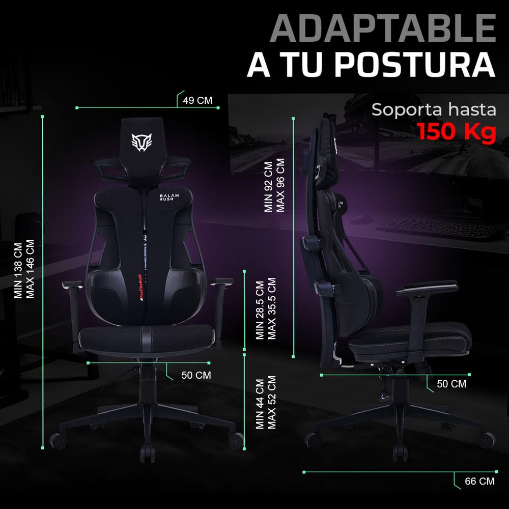 Foto 6 pulgar | Silla Gamer Balam Rush Bolt Rush Pt Ergonomica Reclinable 120° 150kg Reposabrazos 3d Negro Br-940535