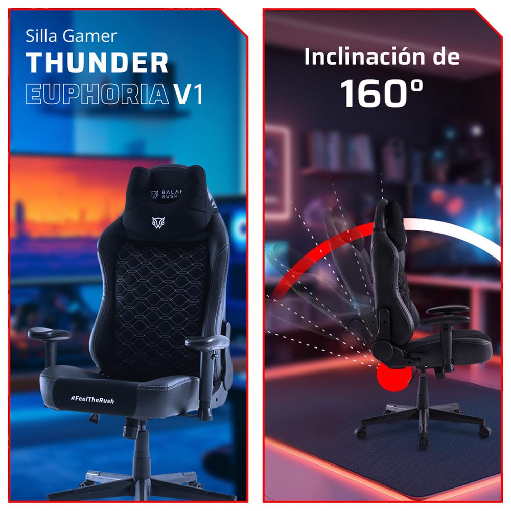 Foto 5 pulgar | Silla Gamer Balam Rush Thunder Euphoria V1 Ergonomica Reclinable 160° 150kg Reposabrazos 2d Cojín Ce