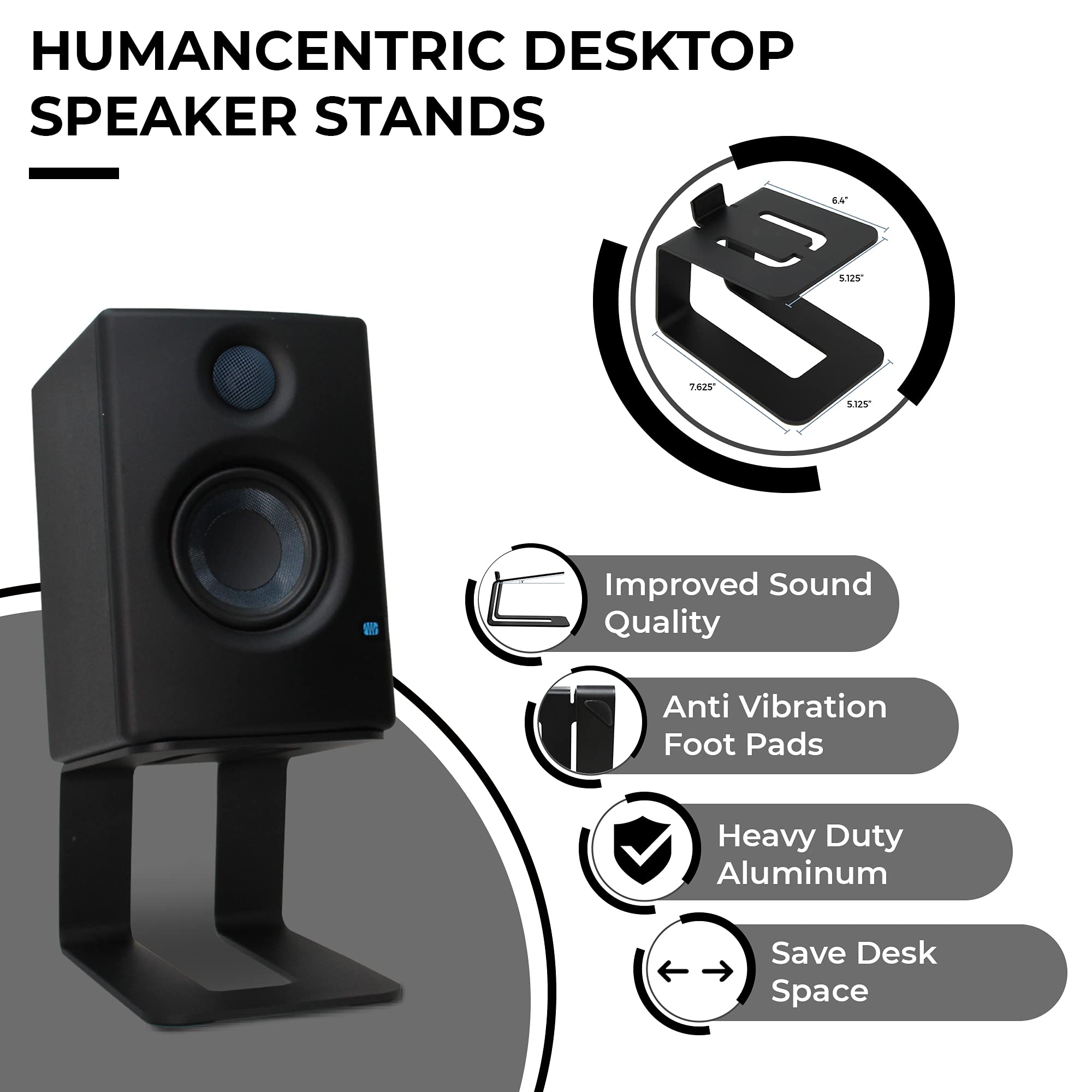 Foto 2 | Soportes De Altavoz De Escritorio Humancentric Para Altavoces De Escritorio Negros - Venta Internacional.