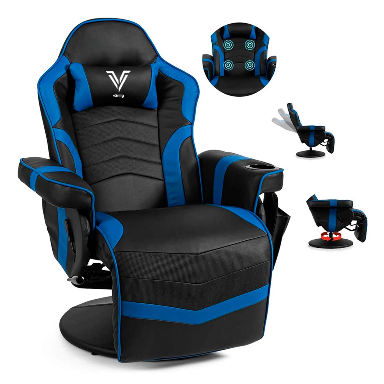 Foto 3 pulgar | Sillón Gamer Eléctrico Con Masaje Titan Azul