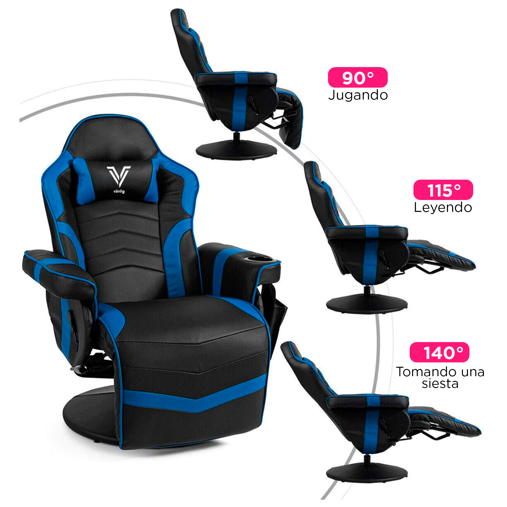 Foto 4 pulgar | Sillón Gamer Eléctrico Con Masaje Titan Azul