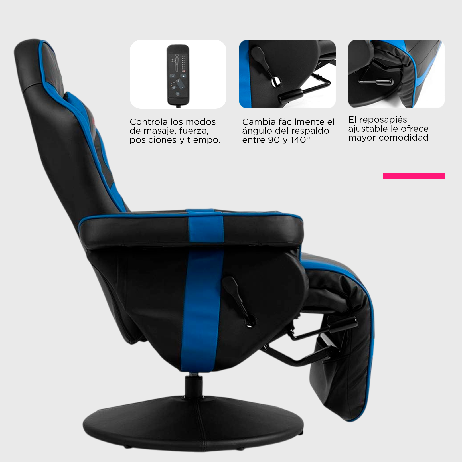 Foto 5 pulgar | Sillón Gamer Eléctrico Con Masaje Titan Azul