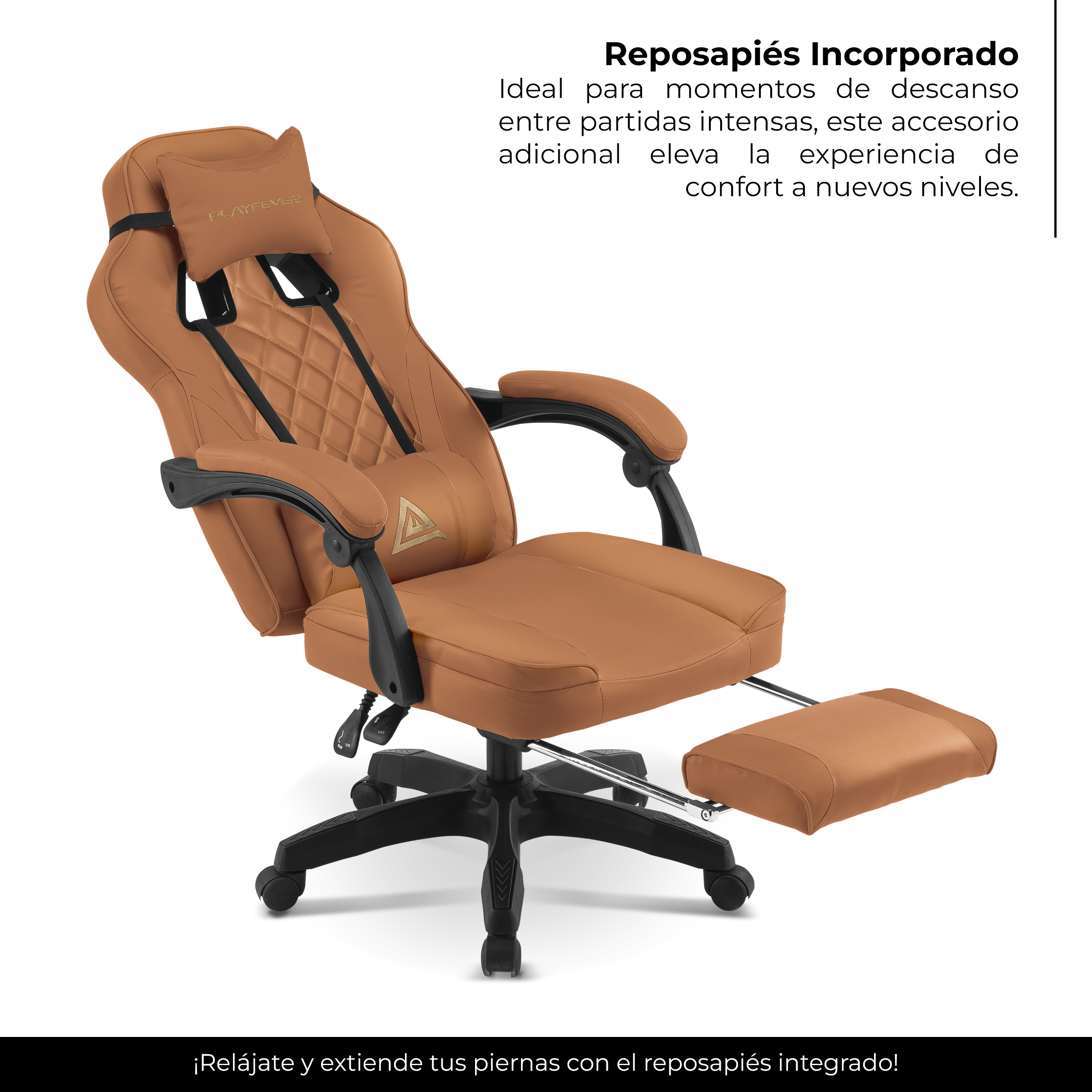 Foto 5 pulgar | Silla Gamer Playfever Omega Escritorio Ergonómica Reclinable Camel