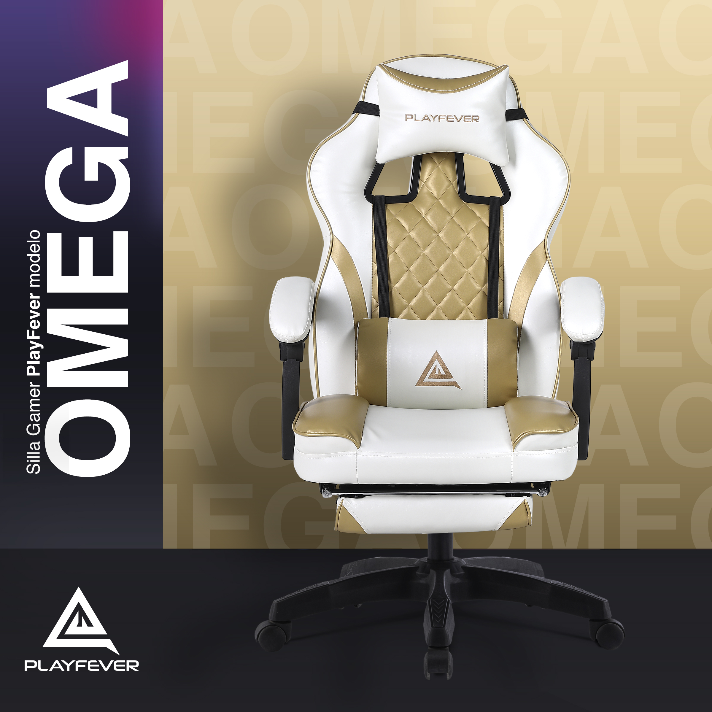 Foto 2 | Silla Gamer Playfever Omega Escritorio Ergonómica Reclinable Dorado Perla