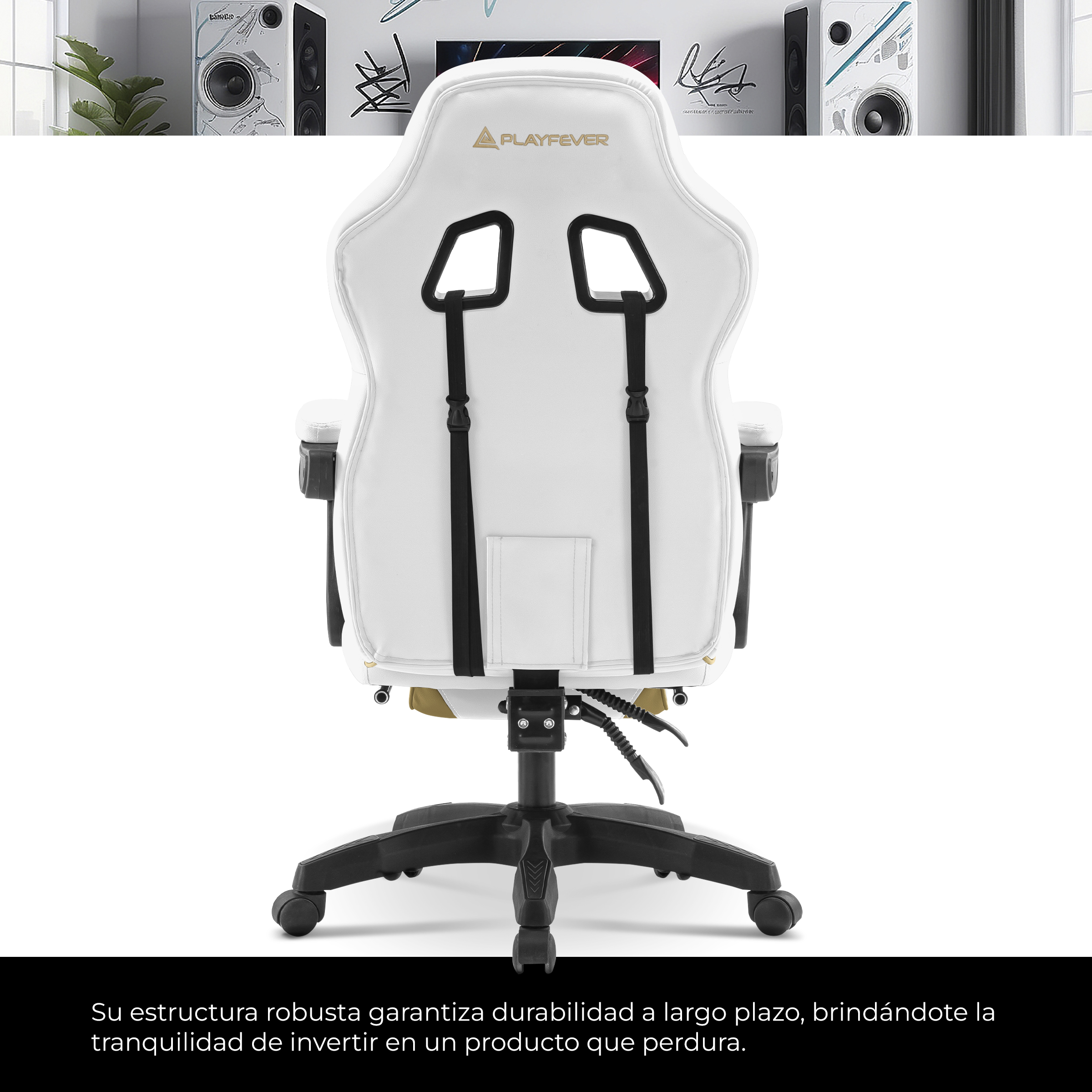 Foto 3 | Silla Gamer Playfever Omega Escritorio Ergonómica Reclinable Dorado Perla