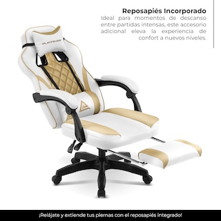 Foto 4 | Silla Gamer Playfever Omega Escritorio Ergonómica Reclinable Dorado Perla