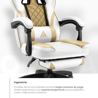 Foto 5 | Silla Gamer Playfever Omega Escritorio Ergonómica Reclinable Dorado Perla