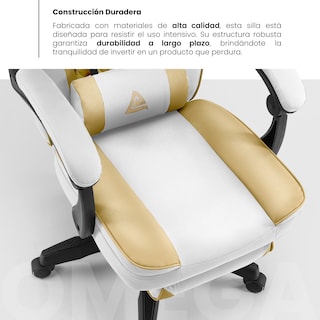 Foto 6 | Silla Gamer Playfever Omega Escritorio Ergonómica Reclinable Dorado Perla