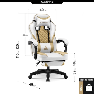 Foto 7 | Silla Gamer Playfever Omega Escritorio Ergonómica Reclinable Dorado Perla