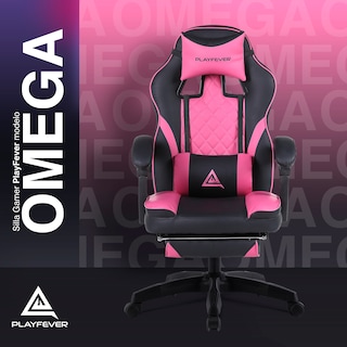 Foto 2 | Silla Gamer Playfever Omega Escritorio Ergonómica Reclinable Negro Rosa