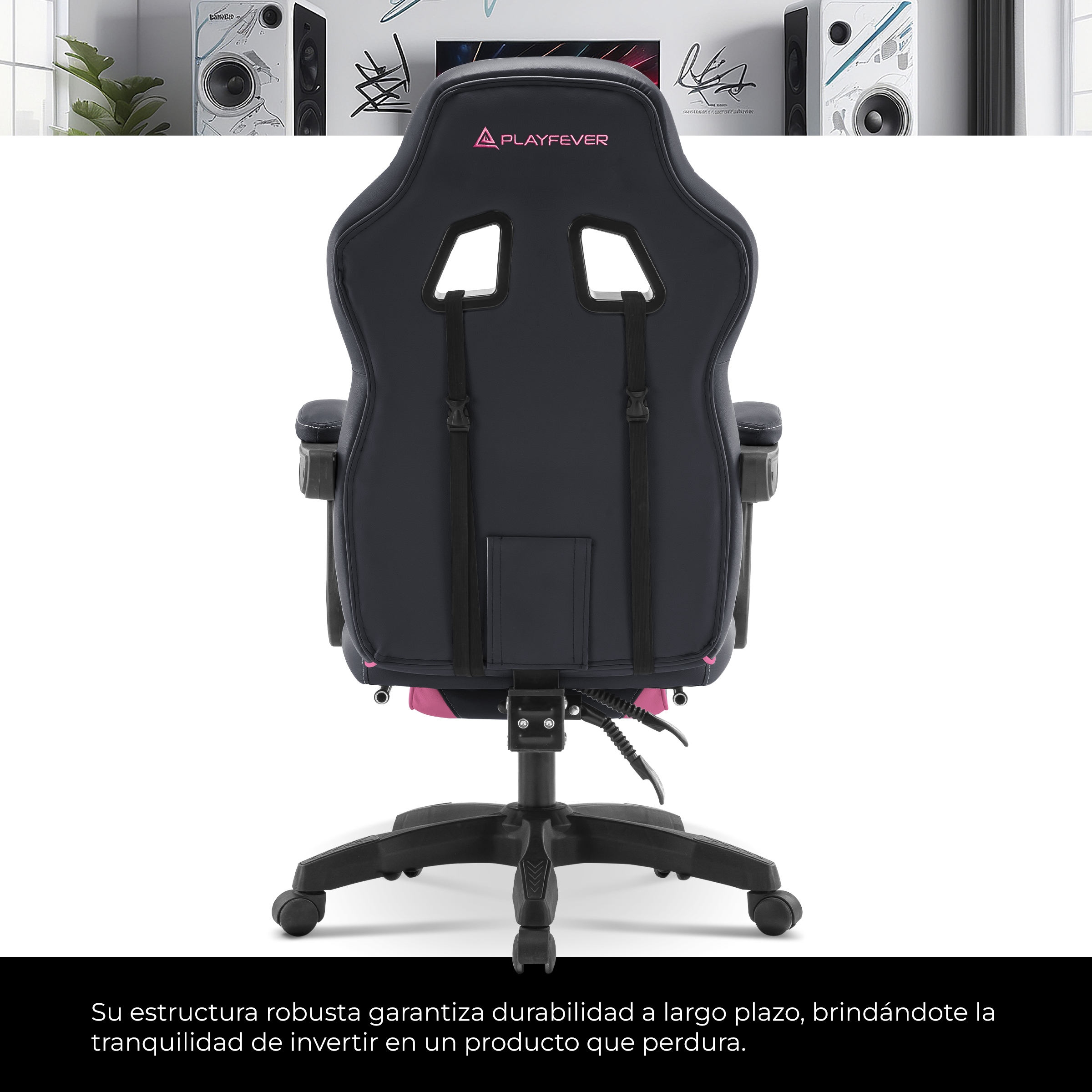 Foto 4 pulgar | Silla Gamer Playfever Omega Escritorio Ergonómica Reclinable Negro Rosa